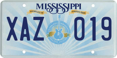 MS license plate XAZ019