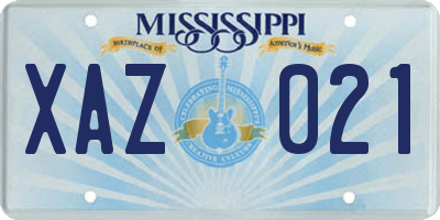 MS license plate XAZ021