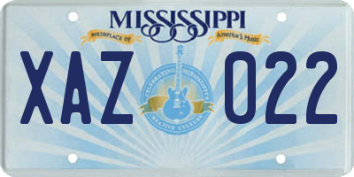 MS license plate XAZ022
