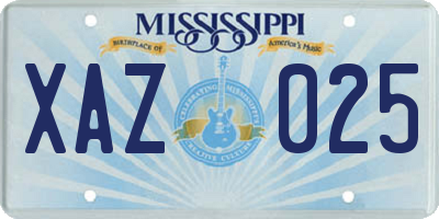 MS license plate XAZ025