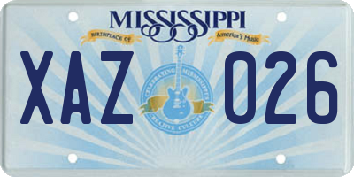 MS license plate XAZ026