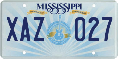 MS license plate XAZ027