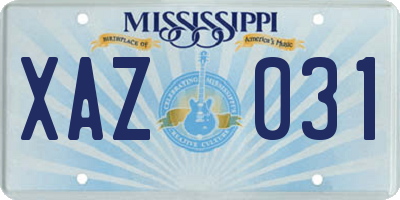 MS license plate XAZ031