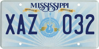 MS license plate XAZ032