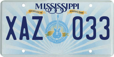 MS license plate XAZ033