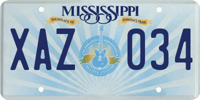 MS license plate XAZ034