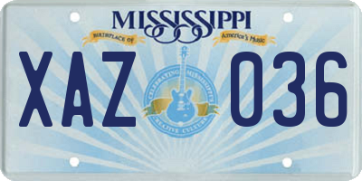 MS license plate XAZ036