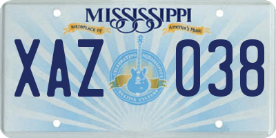 MS license plate XAZ038