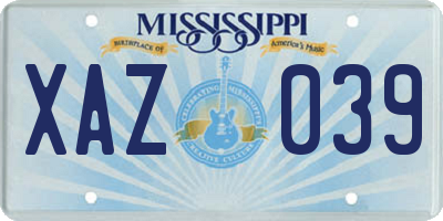 MS license plate XAZ039
