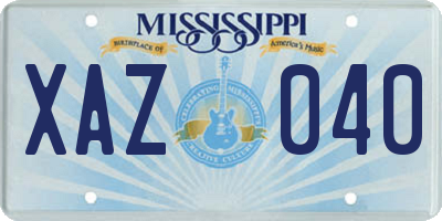 MS license plate XAZ040