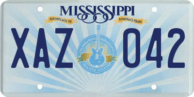 MS license plate XAZ042