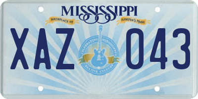 MS license plate XAZ043