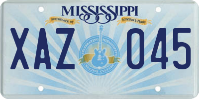 MS license plate XAZ045