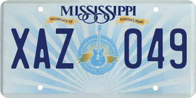MS license plate XAZ049