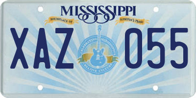 MS license plate XAZ055