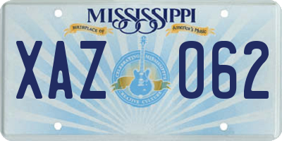 MS license plate XAZ062