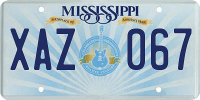 MS license plate XAZ067