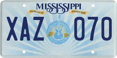MS license plate XAZ070