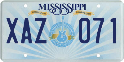 MS license plate XAZ071