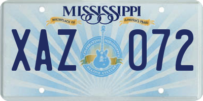 MS license plate XAZ072