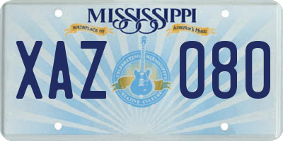MS license plate XAZ080