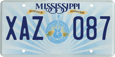 MS license plate XAZ087