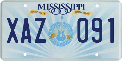 MS license plate XAZ091