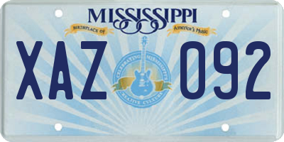 MS license plate XAZ092