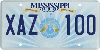 MS license plate XAZ100
