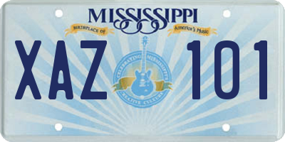 MS license plate XAZ101