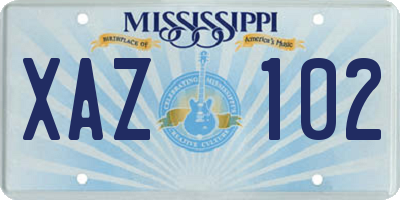 MS license plate XAZ102