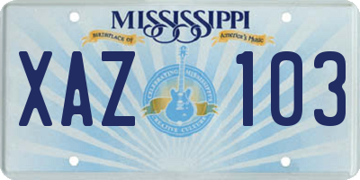 MS license plate XAZ103