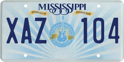 MS license plate XAZ104