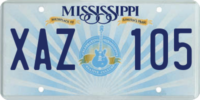 MS license plate XAZ105
