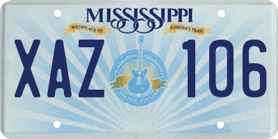 MS license plate XAZ106