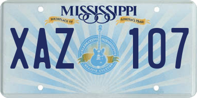 MS license plate XAZ107