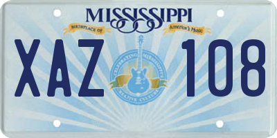 MS license plate XAZ108