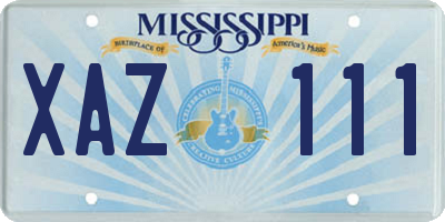 MS license plate XAZ111