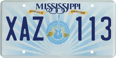 MS license plate XAZ113