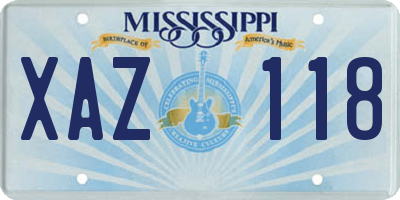MS license plate XAZ118