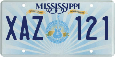 MS license plate XAZ121