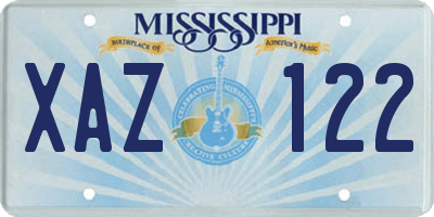 MS license plate XAZ122
