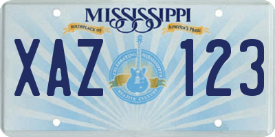MS license plate XAZ123