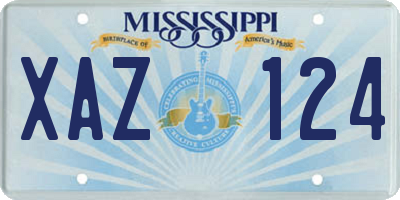 MS license plate XAZ124