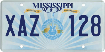 MS license plate XAZ128