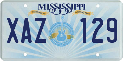 MS license plate XAZ129