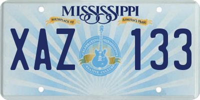 MS license plate XAZ133
