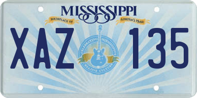 MS license plate XAZ135