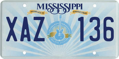 MS license plate XAZ136