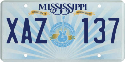 MS license plate XAZ137